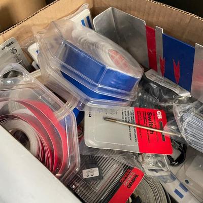 Box of Misc. Machine Labels & Components