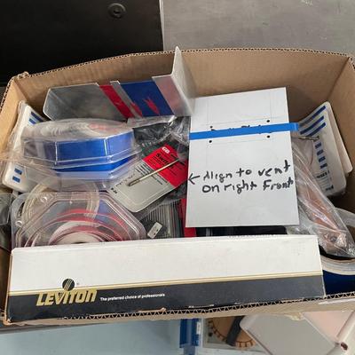 Box of Misc. Machine Labels & Components