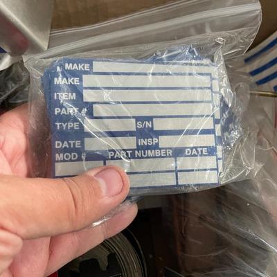 Box of Misc. Machine Labels & Components