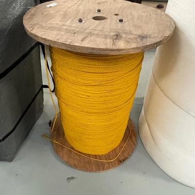 Large Wood Spool of Yellow twisted  propylene Rope - Lotsof Rope