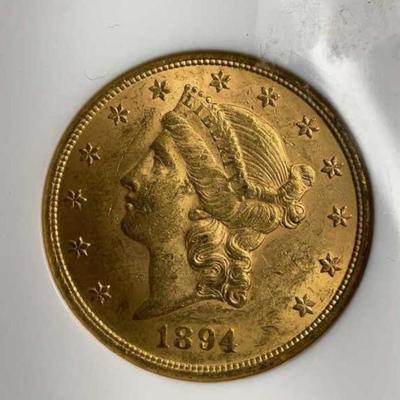 1894 US $20 GOLD LIBERTY NGC MS60