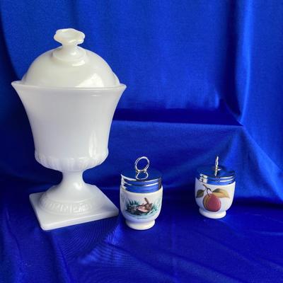 ROYAL WORCESTER DOUBE EGG CODDLERâ€™S AND E.0. BRODY CANDY DISH