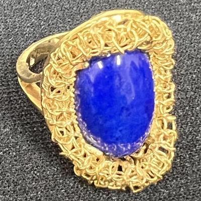 LADIES 18 K YELLOW GOLD & LAPIS RING