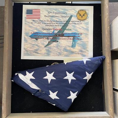 Presentation Flag from 62nd Expeditionary Reconnaissance Squadron w/photo &