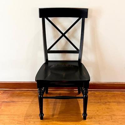 Set Of Four (4) ~ Black Distressed Cross Back Chairs