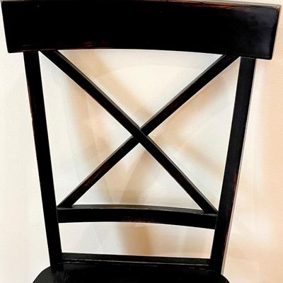 Set Of Four (4) ~ Black Distressed Cross Back Chairs