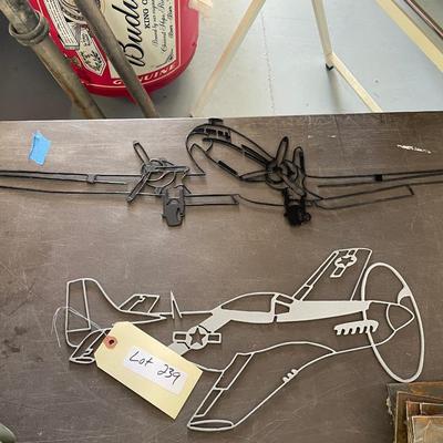 2 Metal Airplane flat Wall Decorations