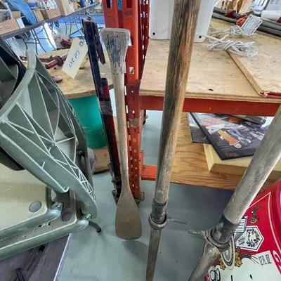 2 Long Wooden Boat Oars & 1 Paddle