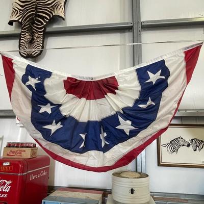Pair of 4th of July style Red-White-Blue Flag Banner Decorations