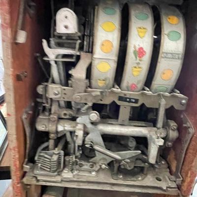 Vintage Mills Criss Cross nickel Slot Machine on Base