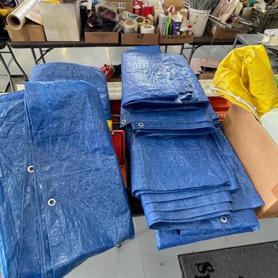Lot of 8 assorted sized Blue Tarps