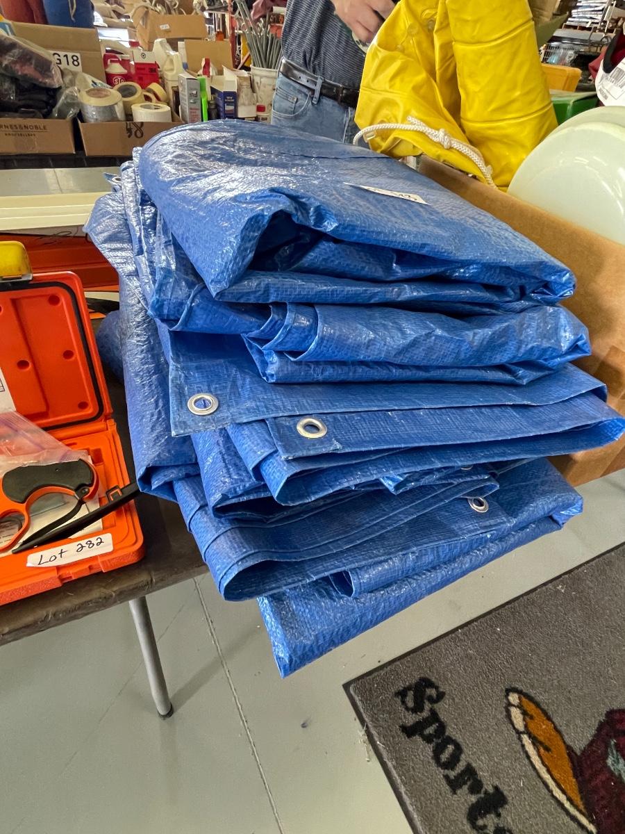 Lot of 8 assorted sized Blue Tarps