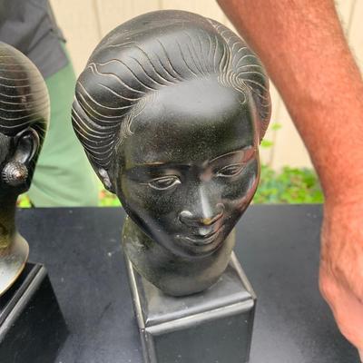 Pair of Heavy Asian Busts