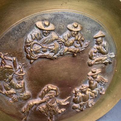 Heavy Brass Asian Decorative Plate
