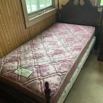 Antique Chippendale Style Single Bed & Mattress