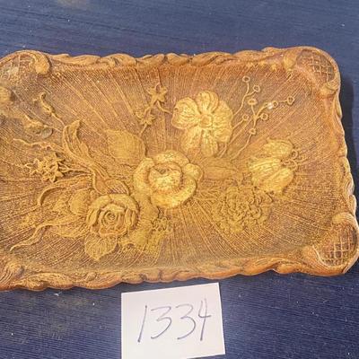 Vintage Ornate Wood Bowl