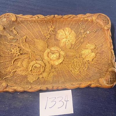 Vintage Ornate Wood Bowl