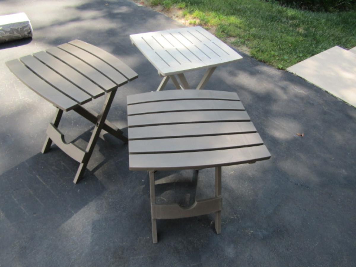 Three Plastic Folding Side Tables for Camping