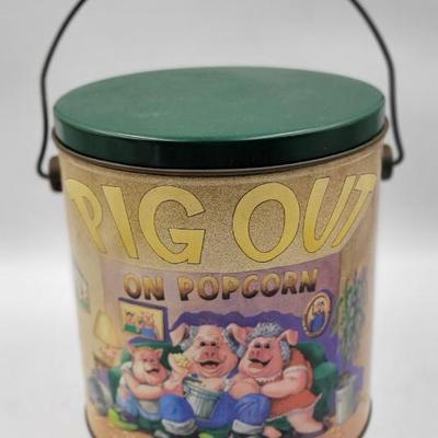 Pig Out Popcorn Tin