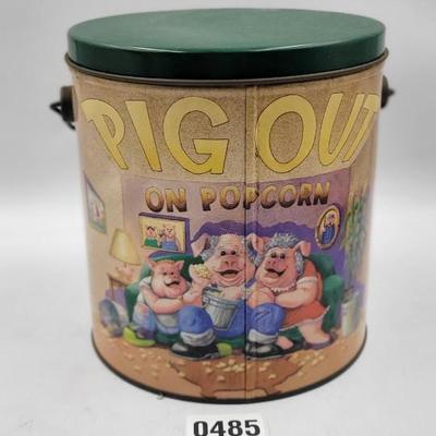 Pig Out Popcorn Tin