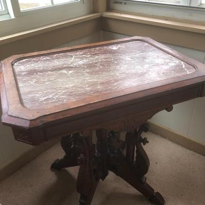 Antique Eastlake Marble Top Table -Lot 203