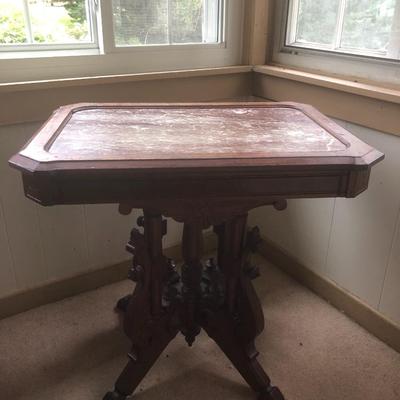 Antique Eastlake Marble Top Table -Lot 203