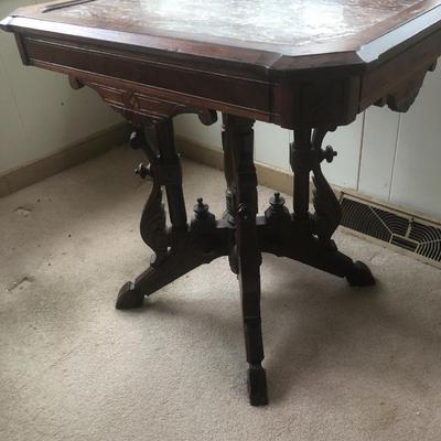 Antique Eastlake Marble Top Table -Lot 203