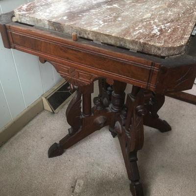 Antique Eastlake Marble Top Table -Lot 203