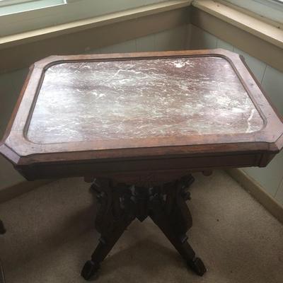 Antique Eastlake Marble Top Table -Lot 203