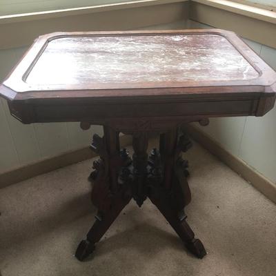 Antique Eastlake Marble Top Table -Lot 203