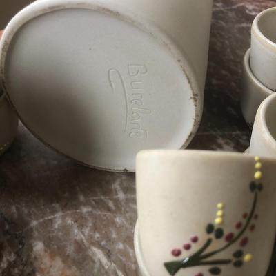 Vintage Signed Embossed Pottery/Stoneware Decanter Set (Cork Lid) -Lot 216