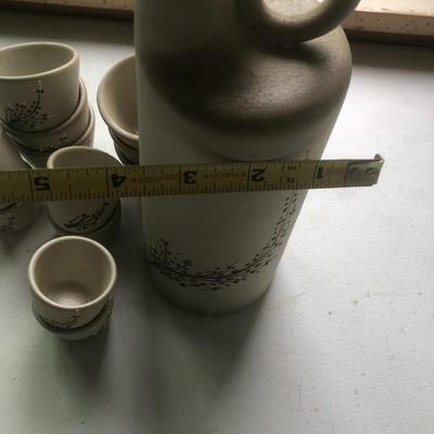 Vintage Signed Embossed Pottery/Stoneware Decanter Set (Cork Lid) -Lot 216