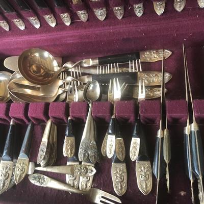 52 Piece SIAM (Willy) Bronze & Wood Flatware Made In Thailand -Lot 214