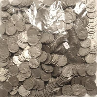5LB BAG OF BUFFALO NICKELS DATE TO 1/2 DATE