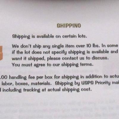 Shipping Available on Certain Lots, Read Terms