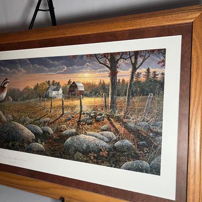 Signed & Numbered 42/45 Sam Timm Framed Print: 'Evening Sunset - Bobwhite Quail' (LR-RG)