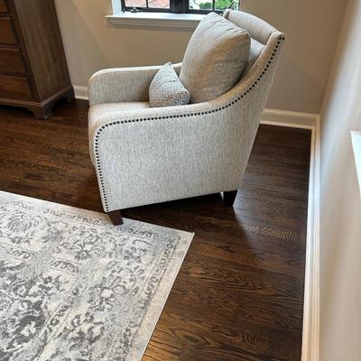 Grey Accent Chair with Nail Heads