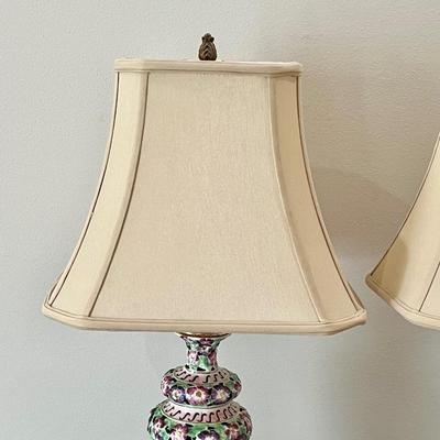 Pair (2) Vintage Porcelain Painted Lamps ~ *Read Details