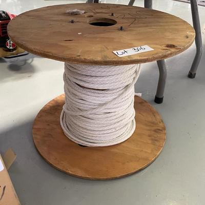 Wood Spool of White Rope