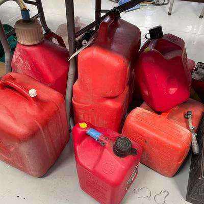 Lot of 8 Assorted various sized Gas Cans