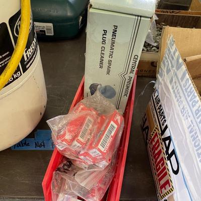 Lot of Honda Spark Plugs & Pneumatic Spark Plug Cleaner in Box