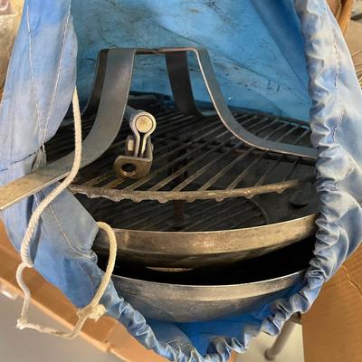 Small Charcoal Camp Grill in blue bag