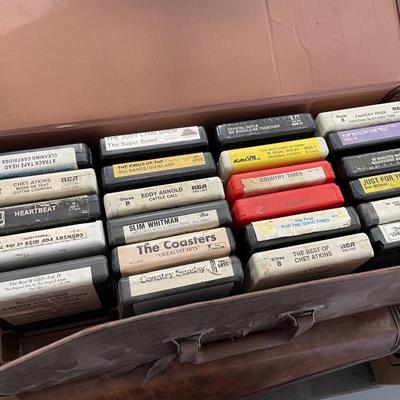 2 Vinyl Cases of 8 Track Tapes