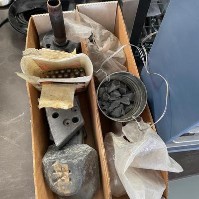 2 Boxes of Misc. Weights & Scrap Metals
