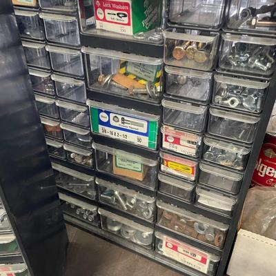 2 Plastic Storage Hardware Boxes full of hardware