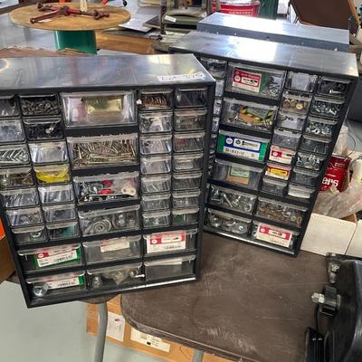 2 Plastic Storage Hardware Boxes full of hardware