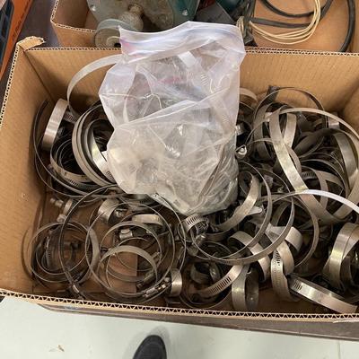 Lot of Metal Hose Clamps in Various Sizes