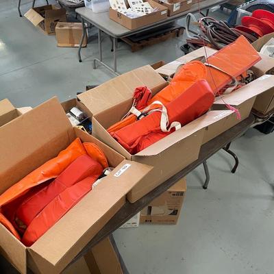 3 Boxes of Orange Life Preservers / Flotation Pieces