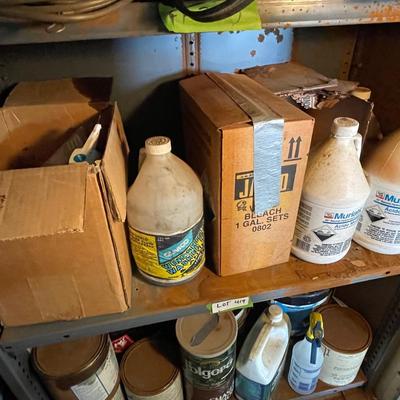 Shelf Lot of Cleaners/Chemicals/Muriatic Acid for rust/stain removal Pool Use