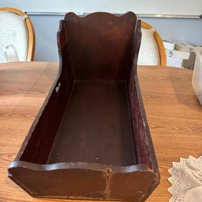 Vintage doll wood cradle